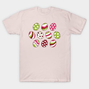 Egg Pattern | Pink Green | Stripes Clouds Flowers Dots | Soft Pink T-Shirt